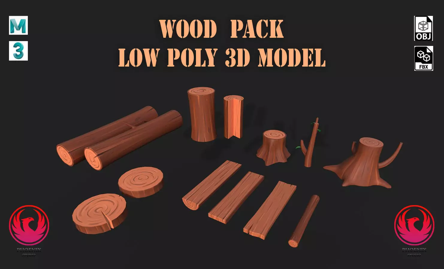 Wood Pack Low-poly 3D model_0