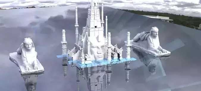 Egyptian Ramesses Temple with Sphinxes 