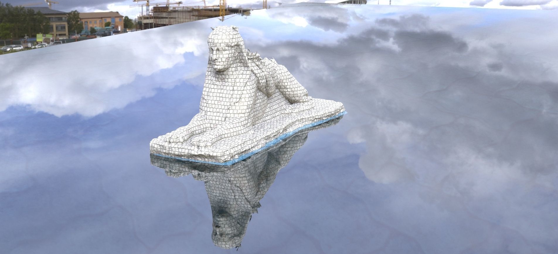 Egyptian Pharaohs temple 1 with sphinx 3D model 3D model_2