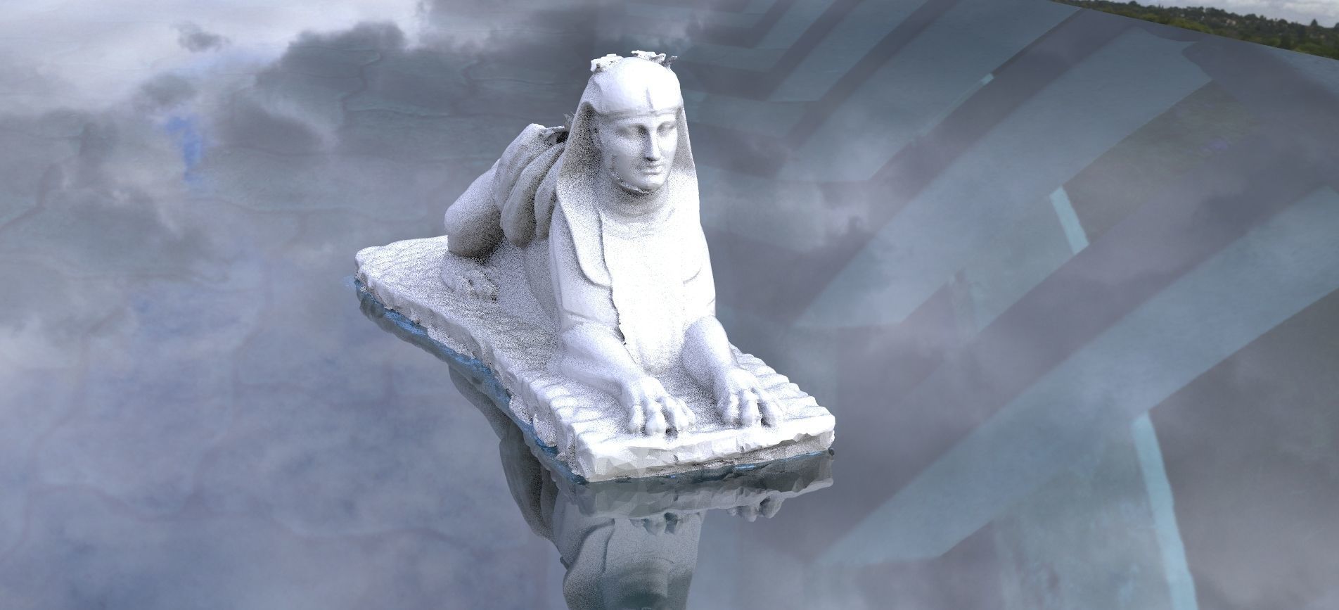 Egyptian Pharaohs temple 1 with sphinx 3D model 3D model_4