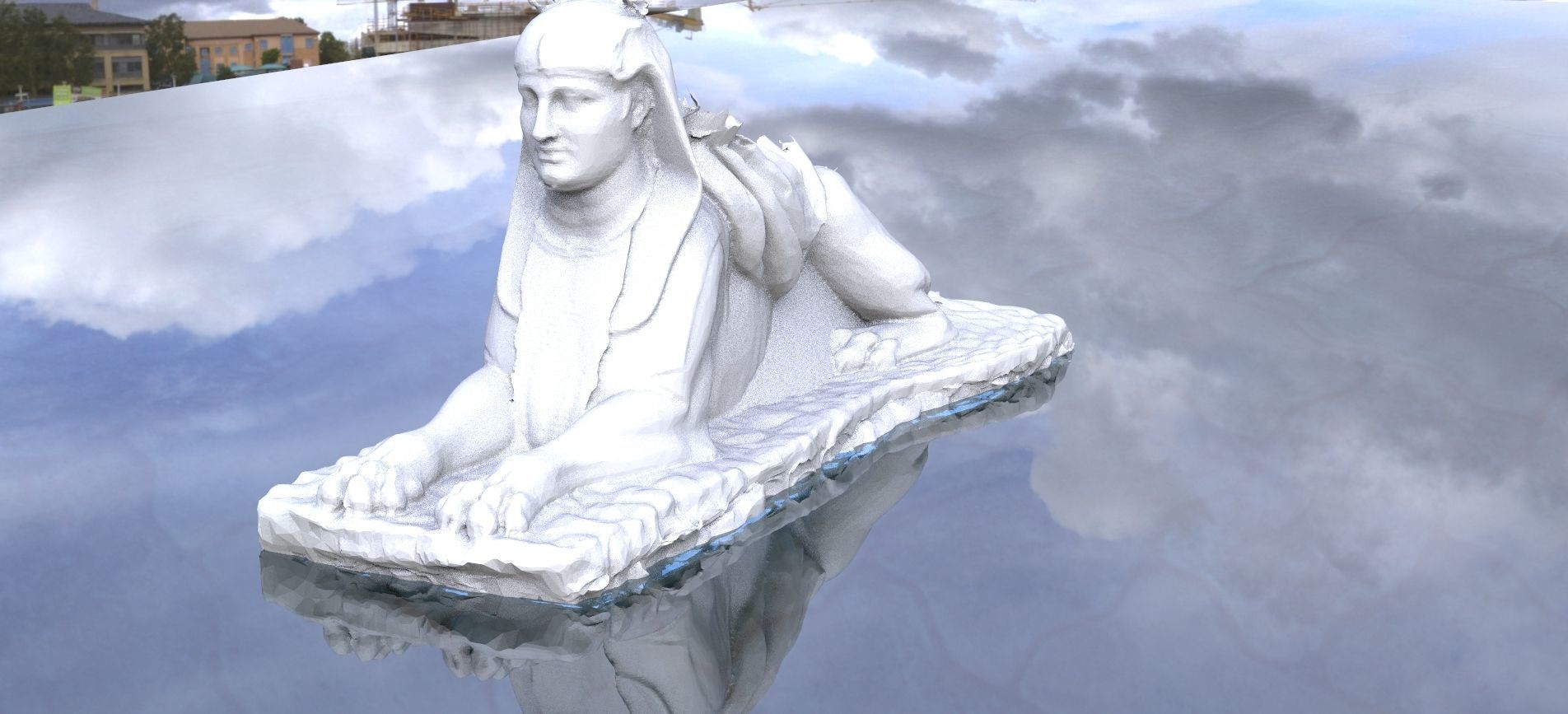 Egyptian Pharaohs temple 1 with sphinx 3D model 3D model_3