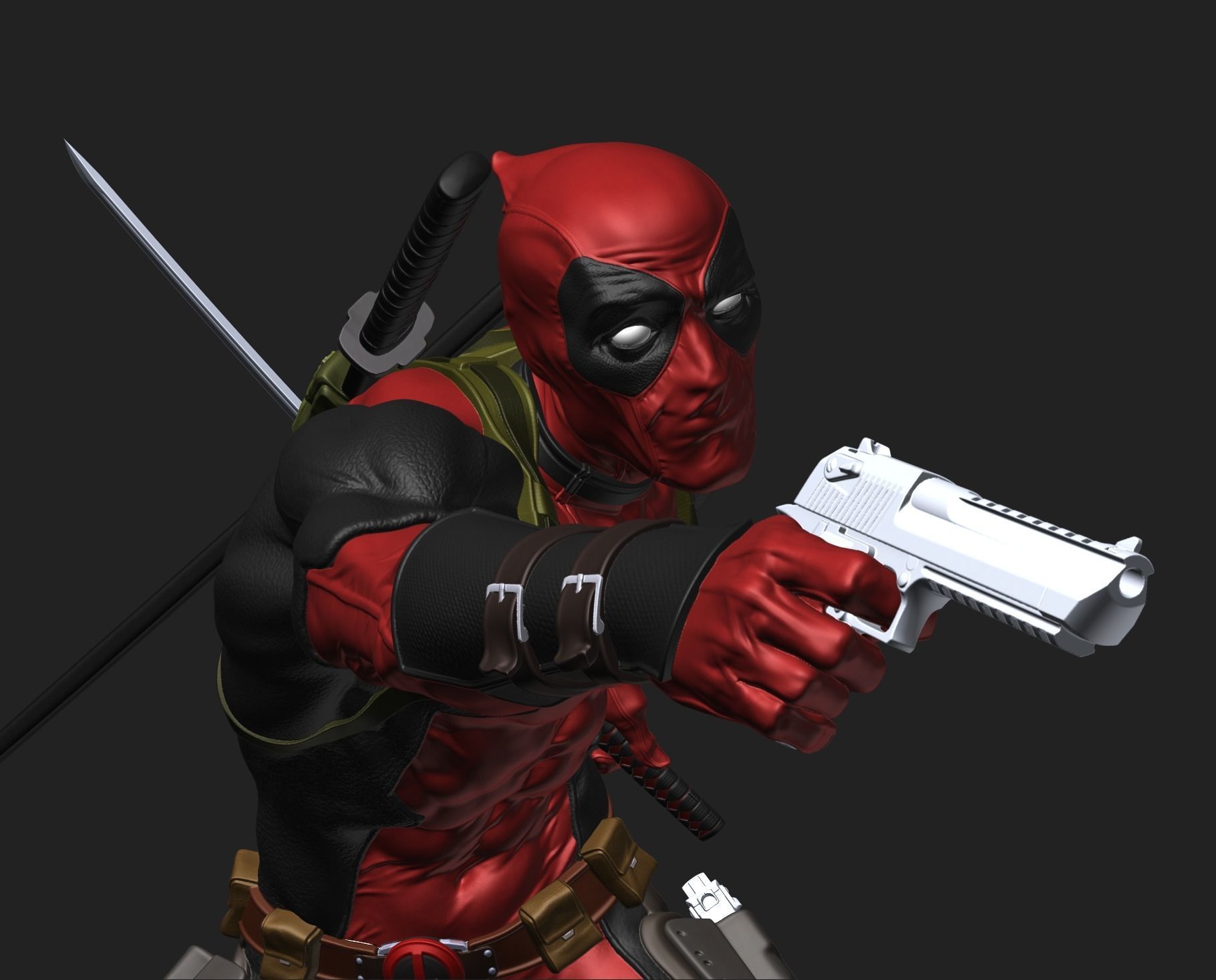 Deadpool statue 3D print model_14