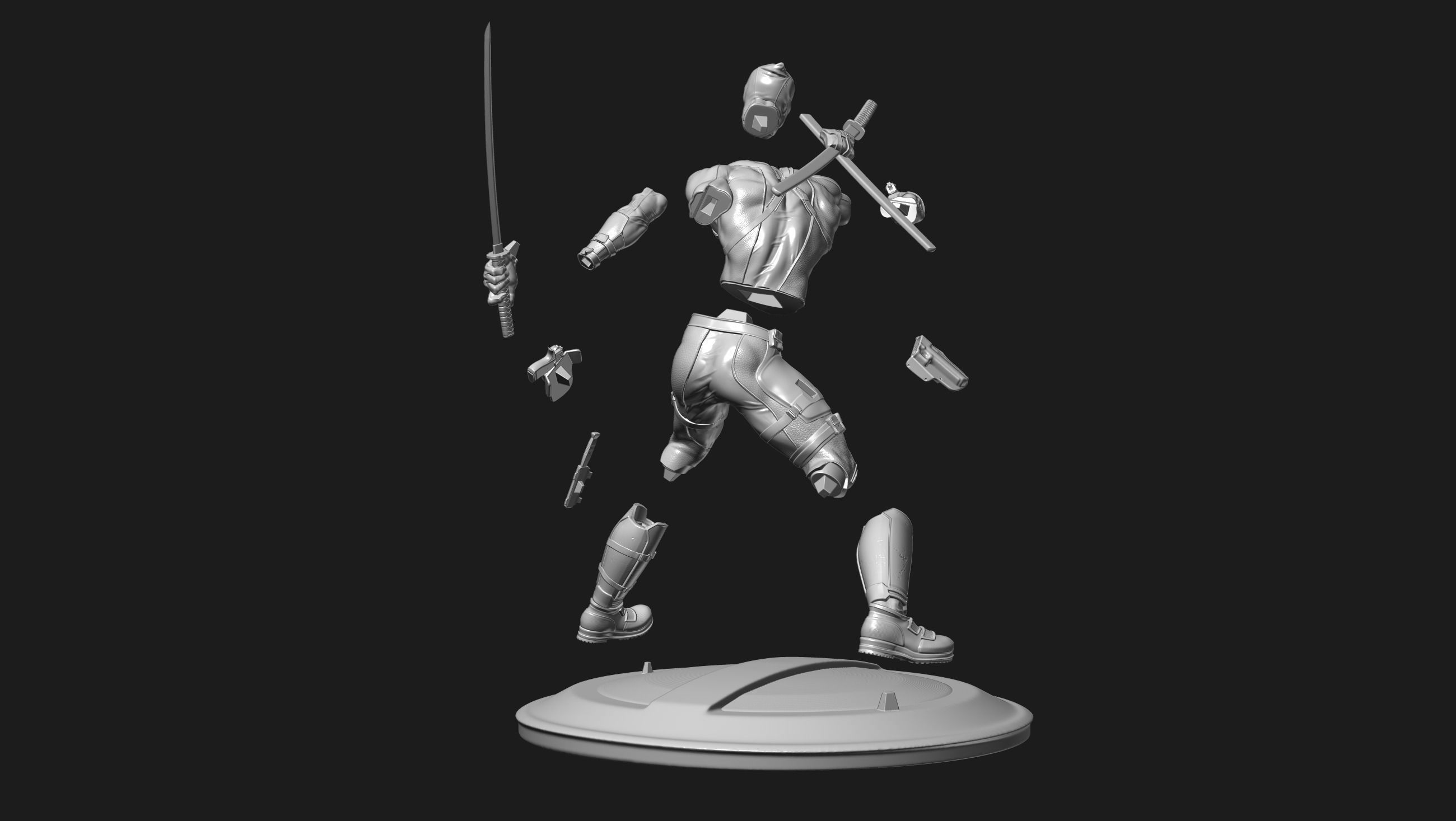 Deadpool statue 3D print model_17