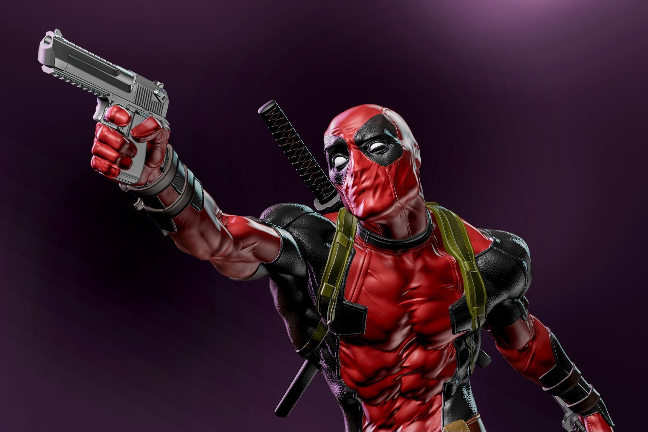 Deadpool statue 3D print model_3