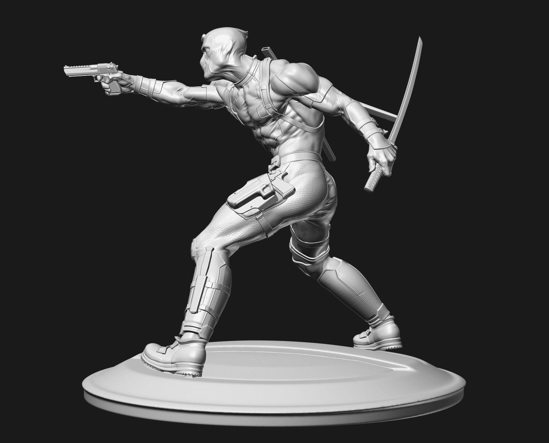 Deadpool statue 3D print model_21