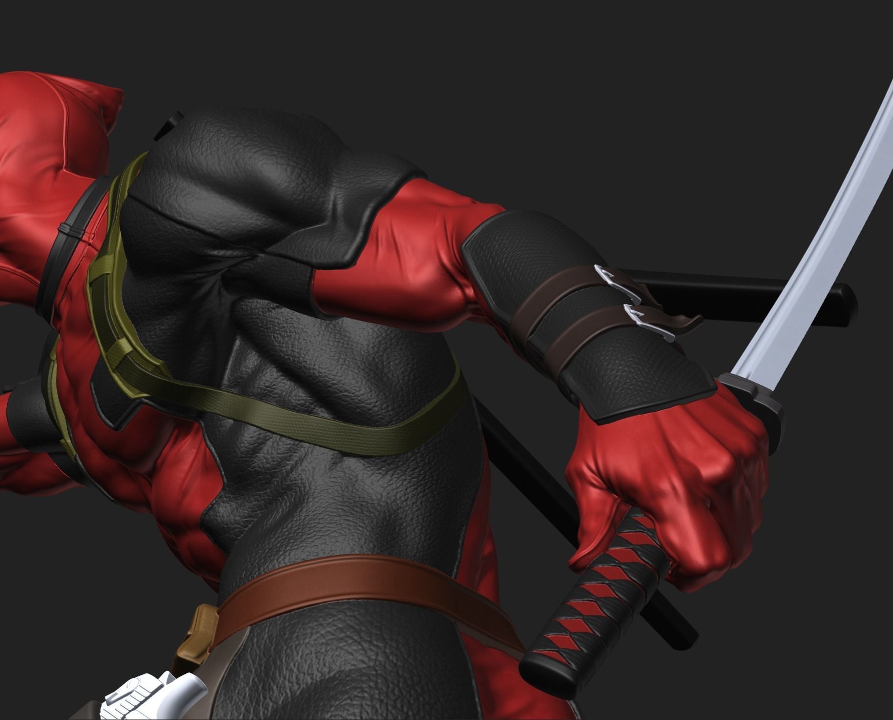 Deadpool statue 3D print model_12