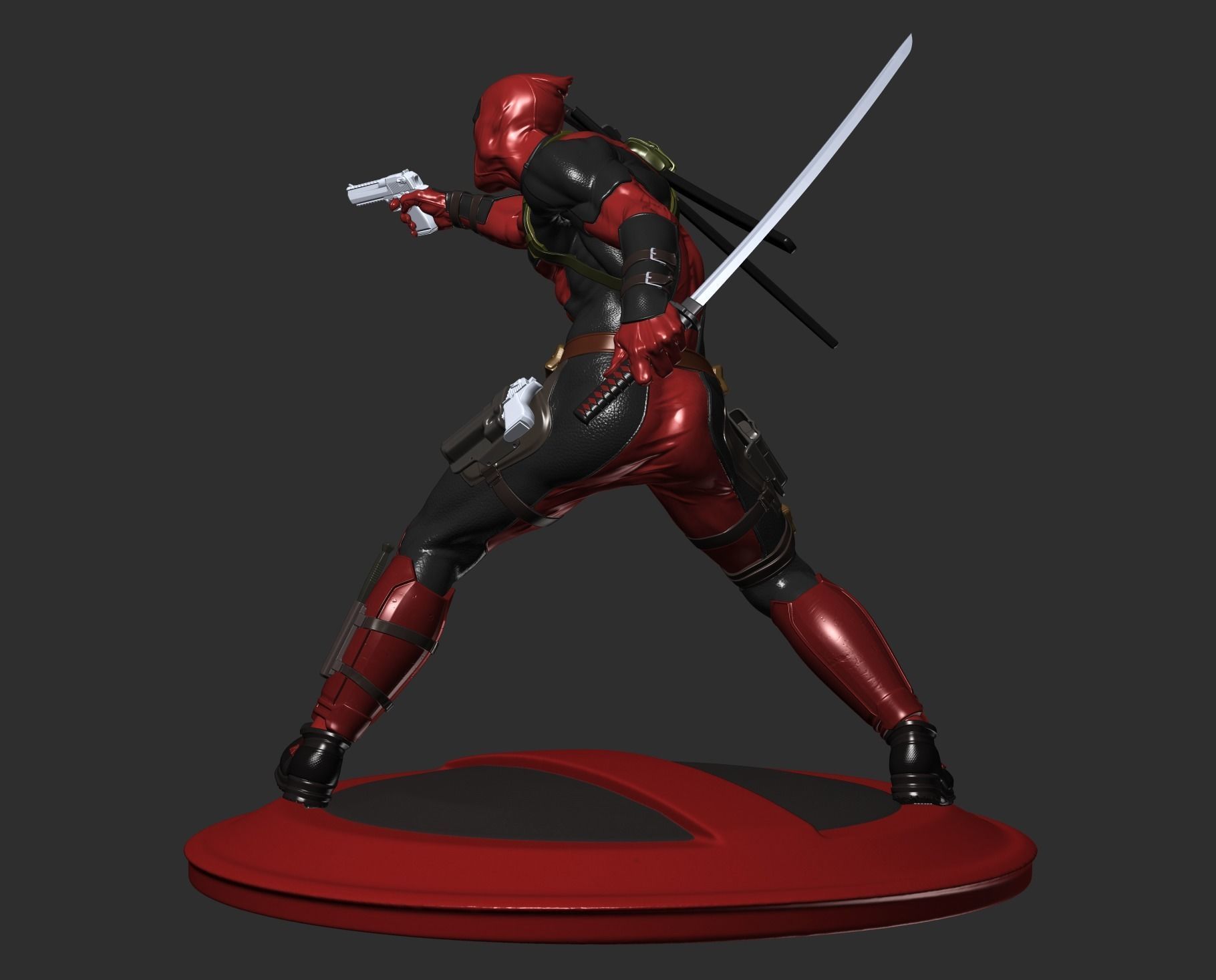 Deadpool statue 3D print model_22