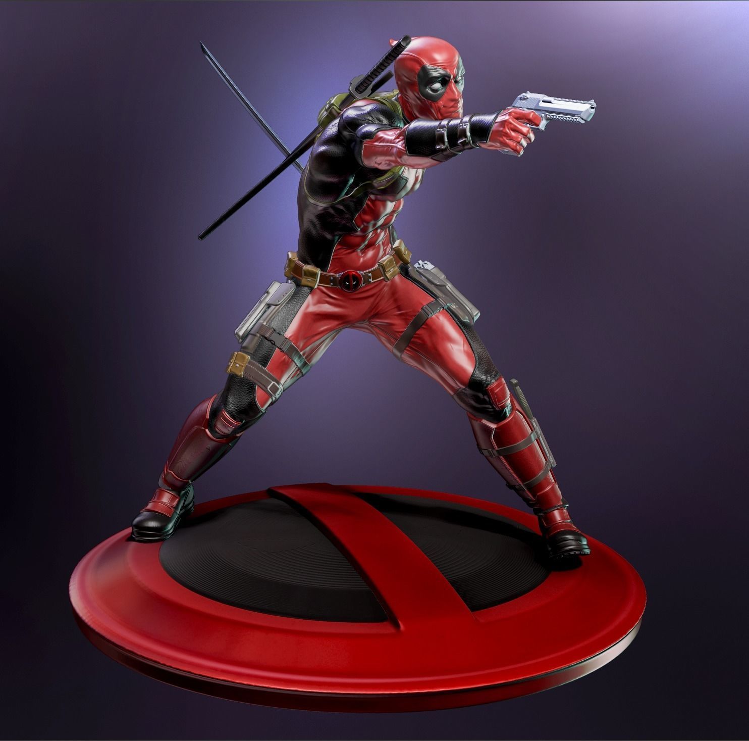 Deadpool statue 3D print model_1
