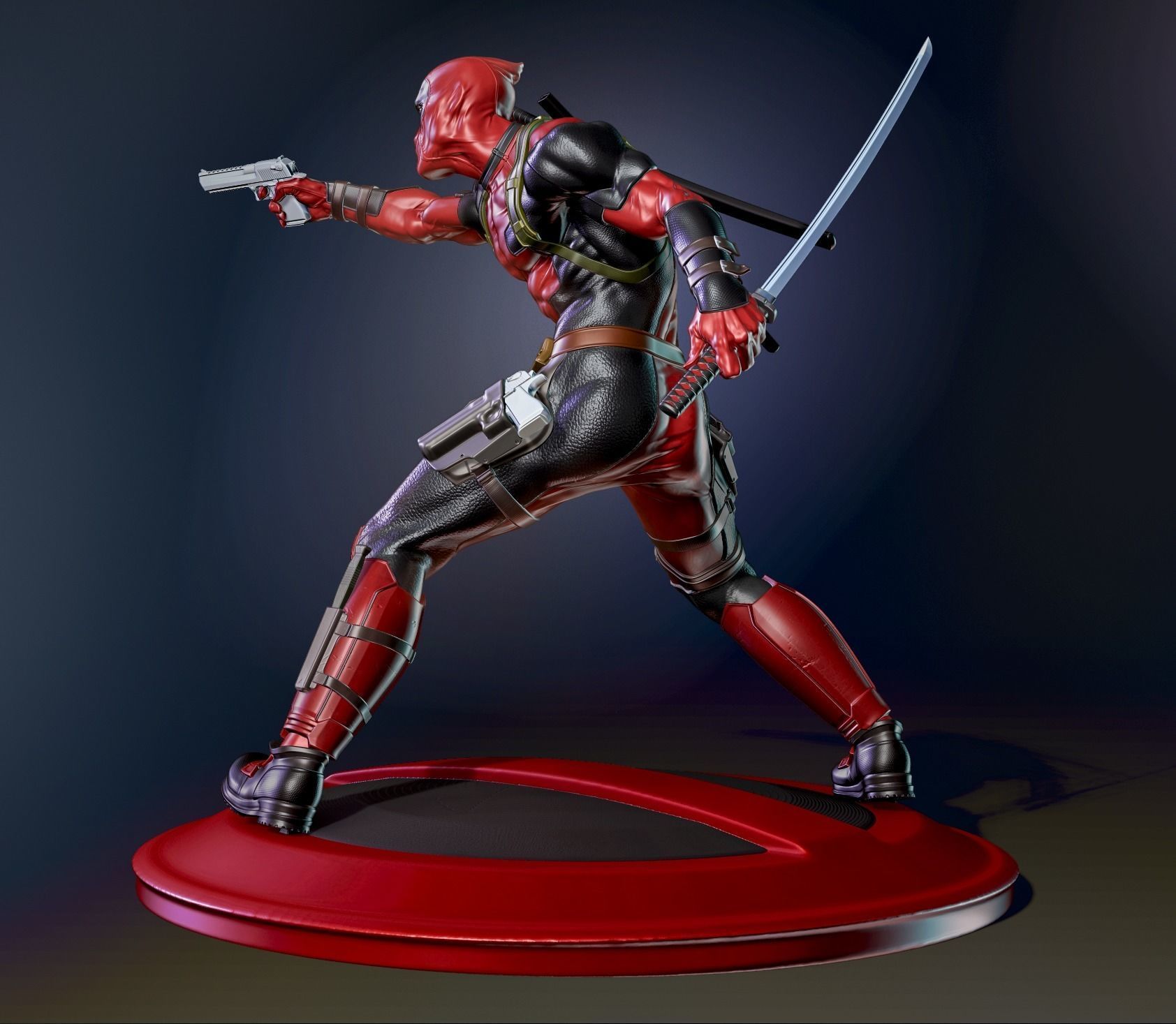 Deadpool statue 3D print model_2