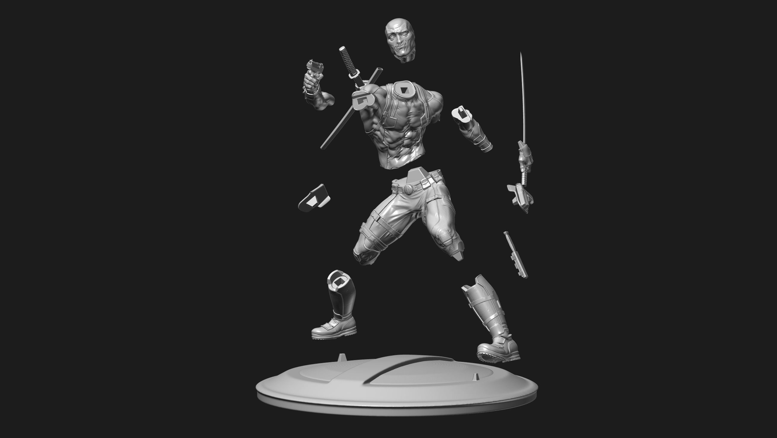 Deadpool statue 3D print model_16