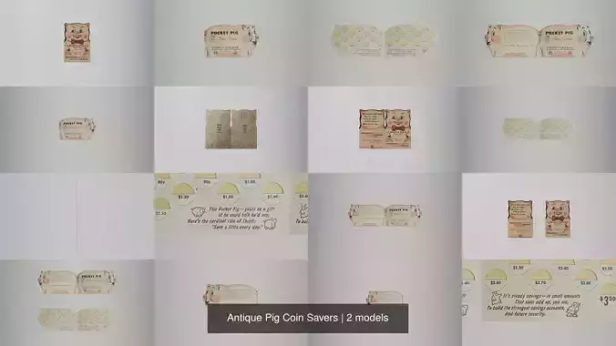 Antique Pig Coin Savers 3D Model Collection