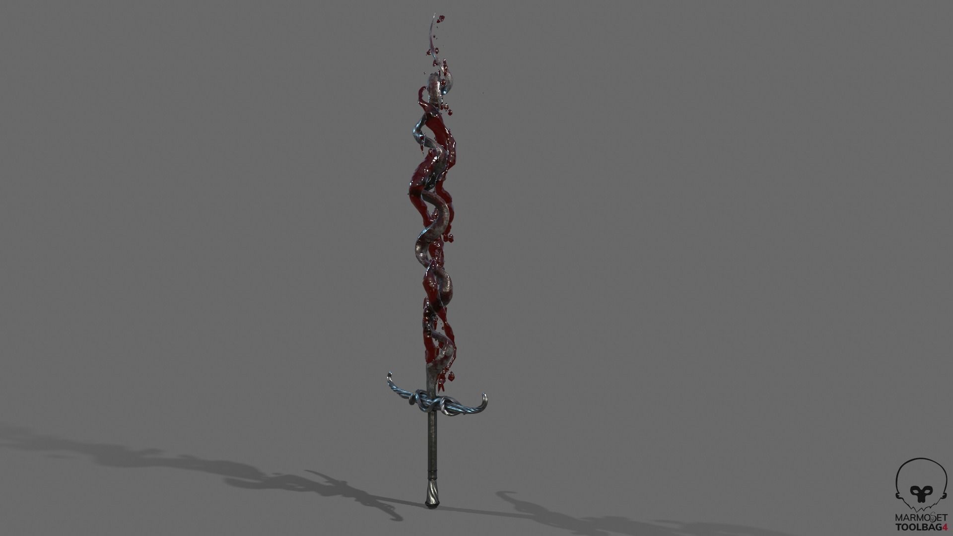 Distorted Bloody Sword Low-poly 3D model_25