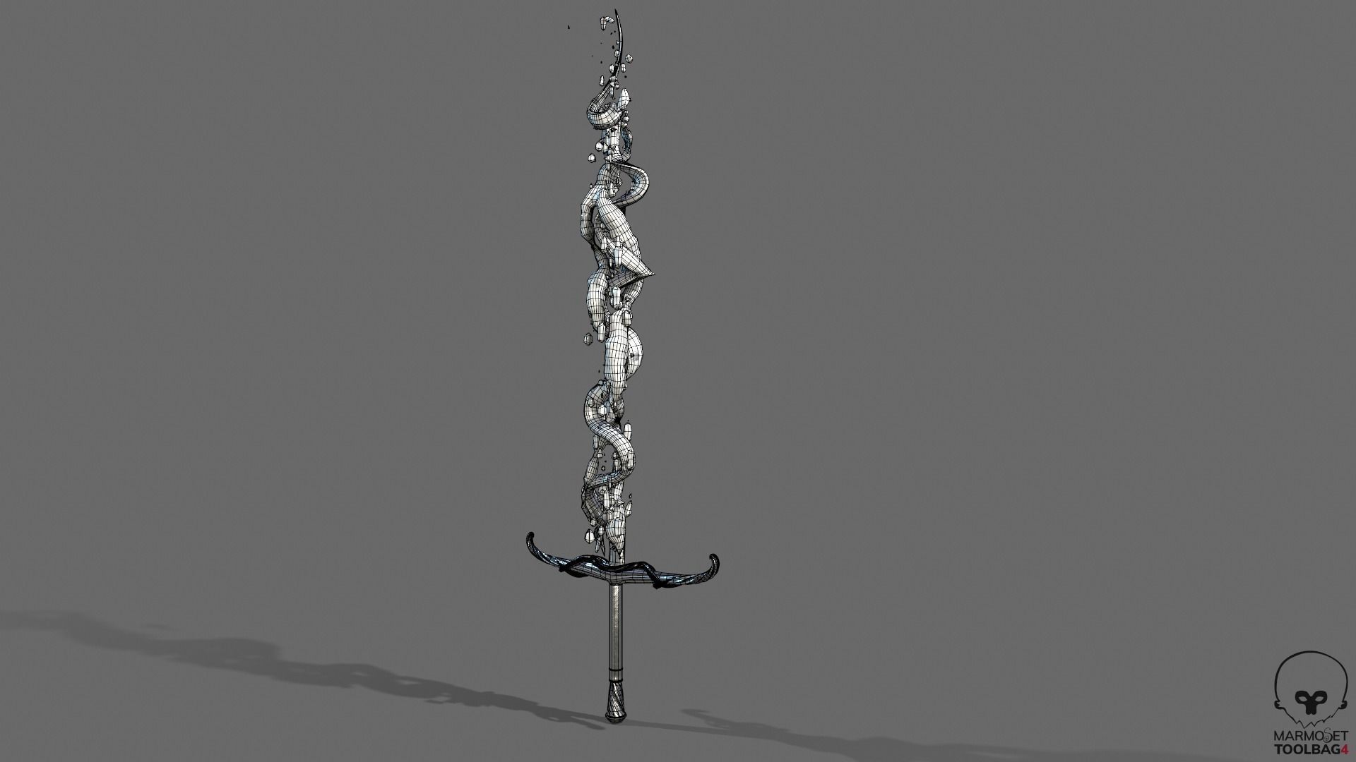 Distorted Bloody Sword Low-poly 3D model_34