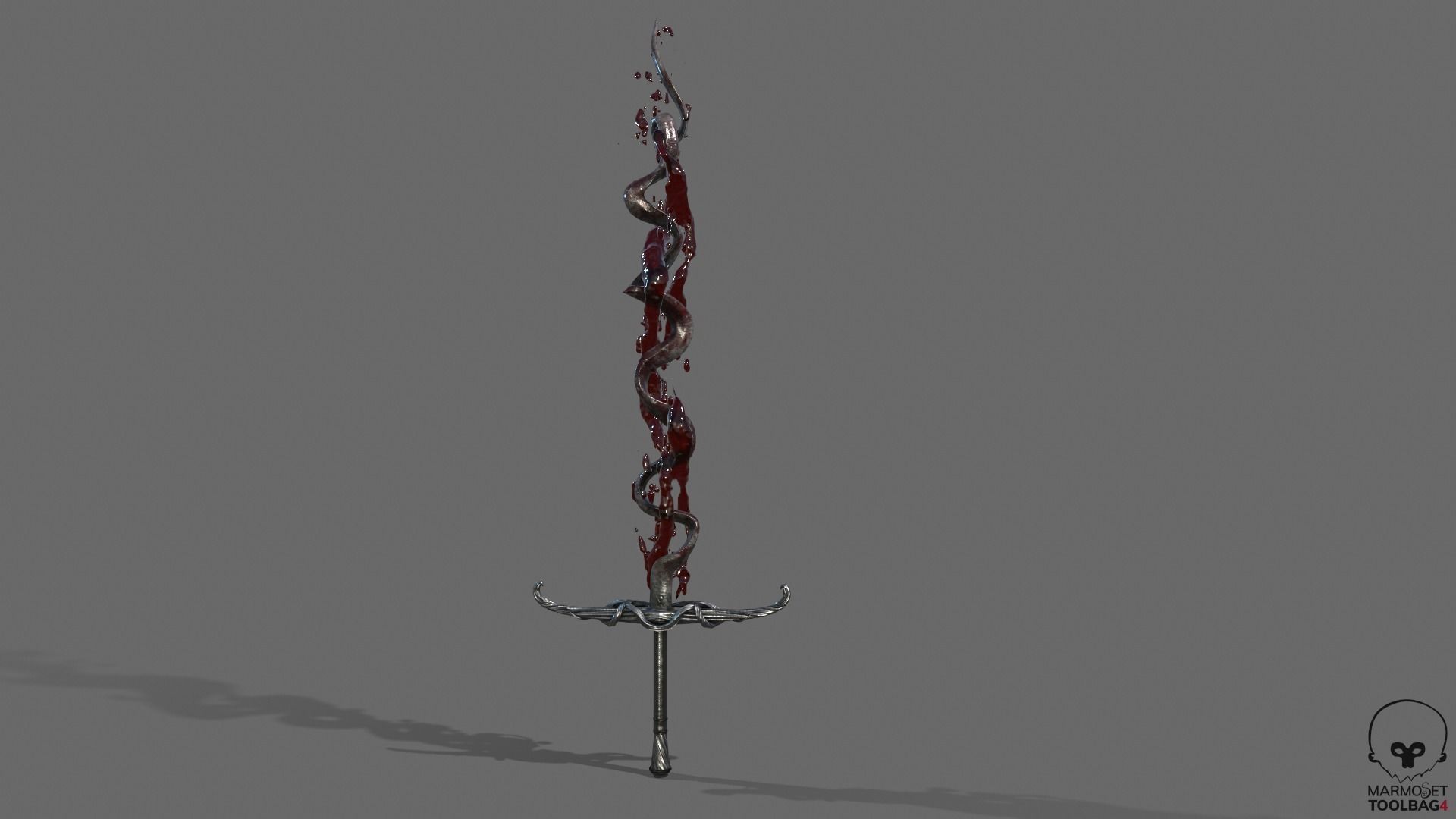 Distorted Bloody Sword Low-poly 3D model_27