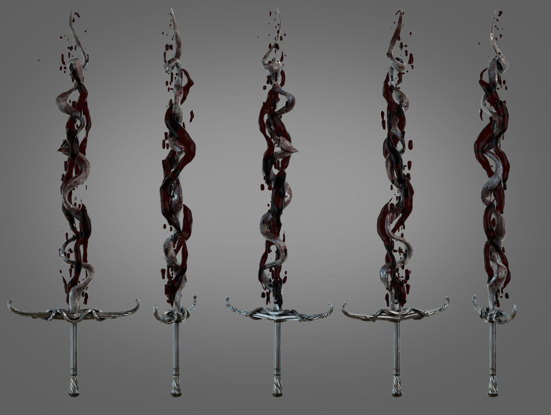 Distorted Bloody Sword Low-poly 3D model_9
