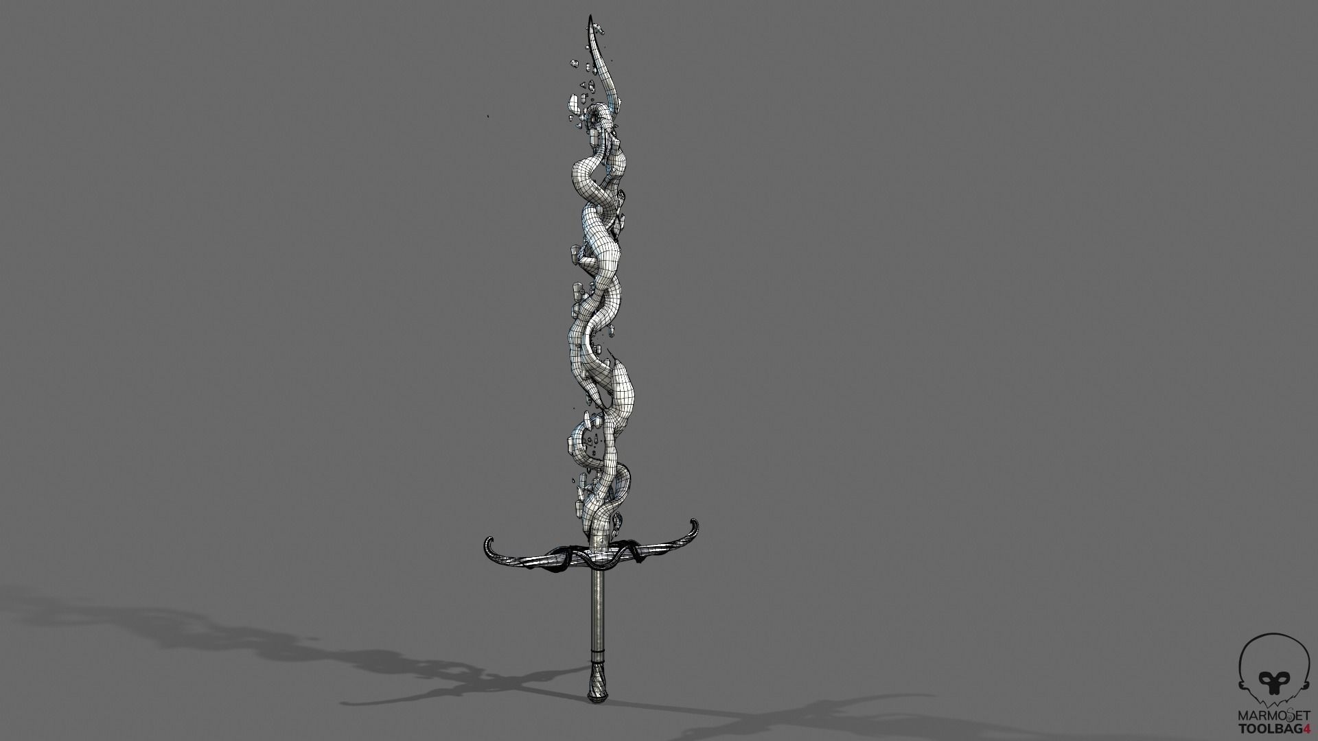 Distorted Bloody Sword Low-poly 3D model_29