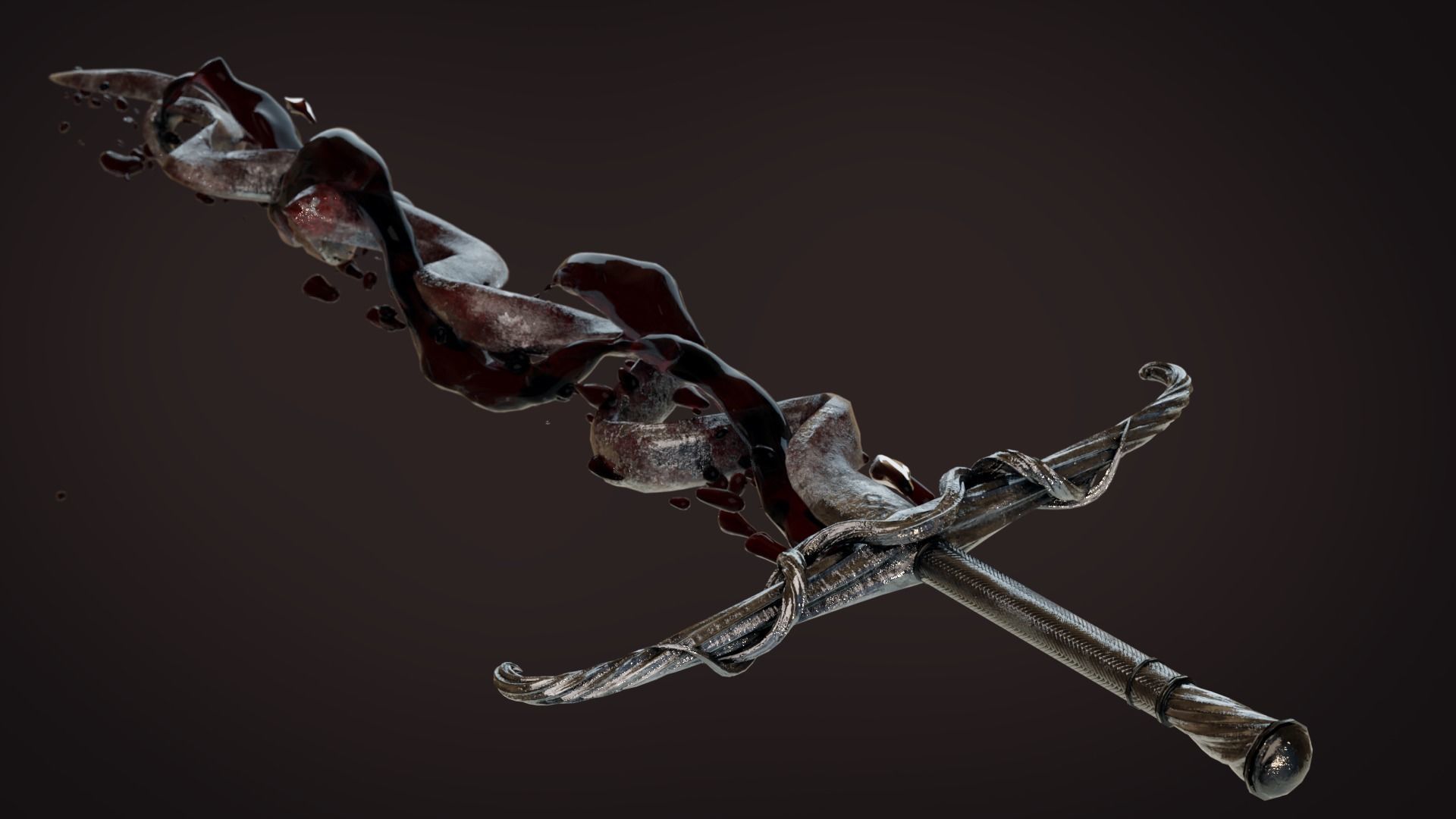 Distorted Bloody Sword Low-poly 3D model_7
