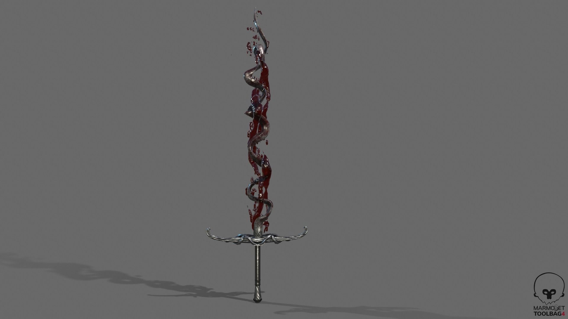 Distorted Bloody Sword Low-poly 3D model_12