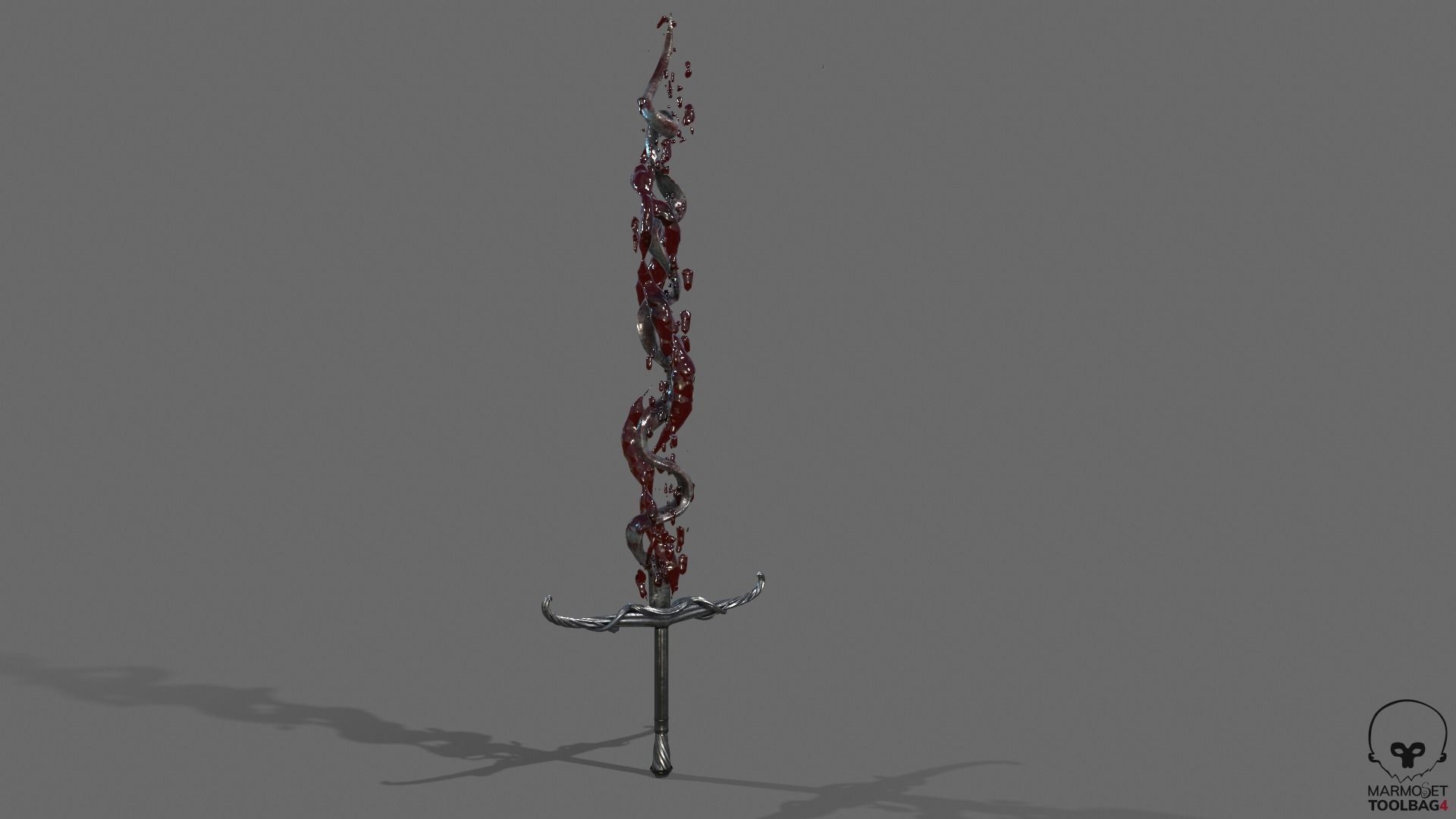 Distorted Bloody Sword Low-poly 3D model_21
