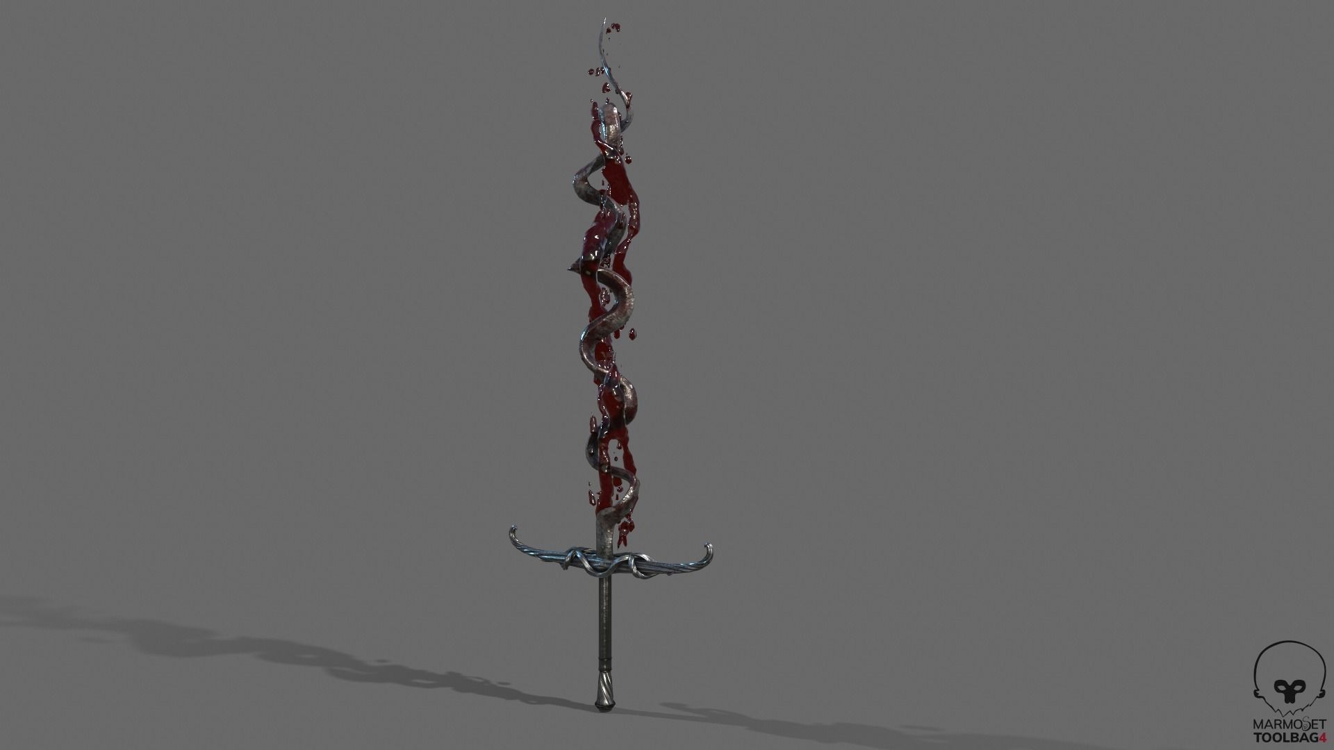 Distorted Bloody Sword Low-poly 3D model_26