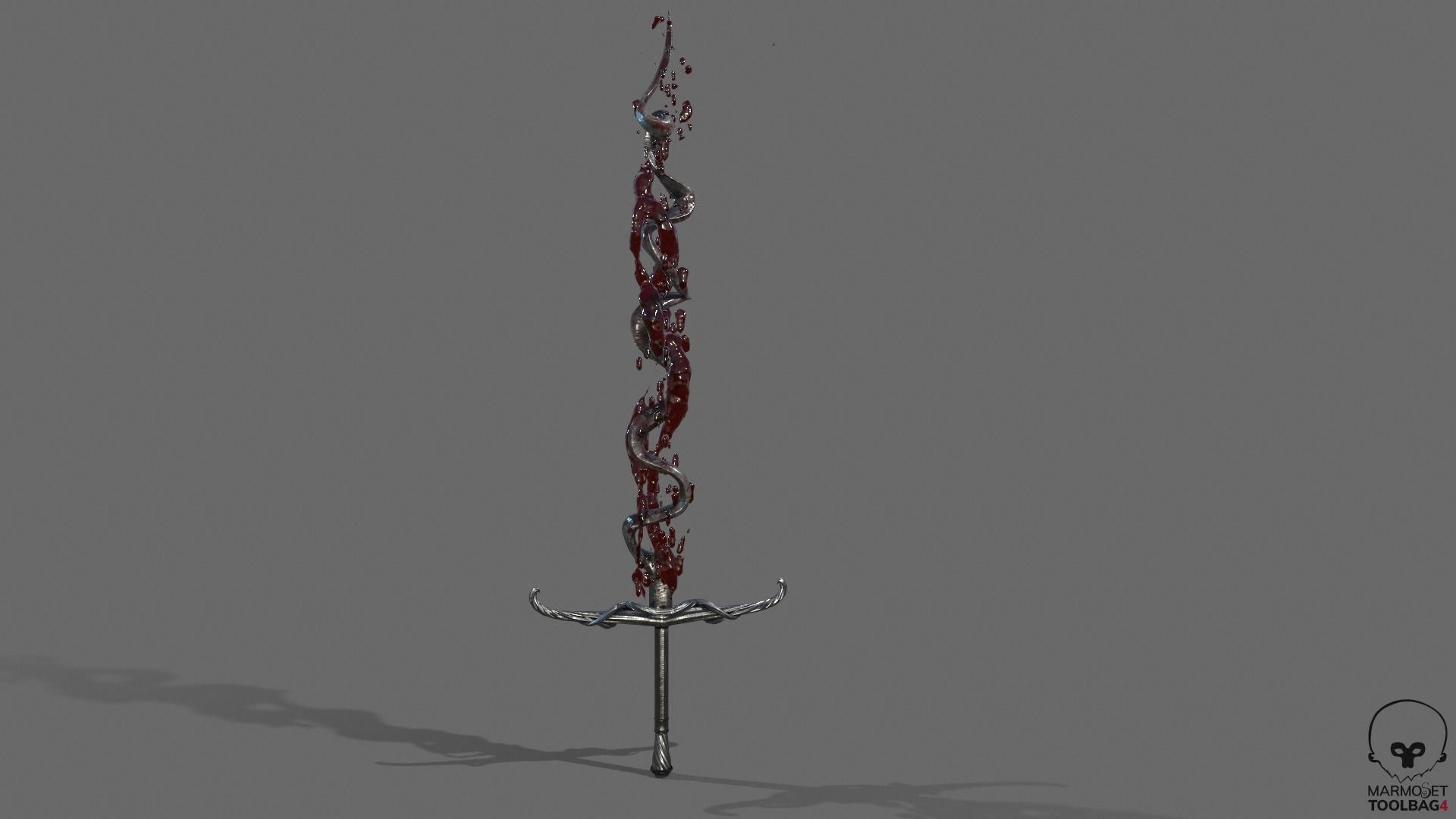 Distorted Bloody Sword Low-poly 3D model_20