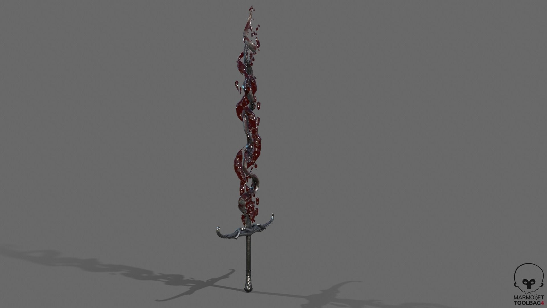 Distorted Bloody Sword Low-poly 3D model_22