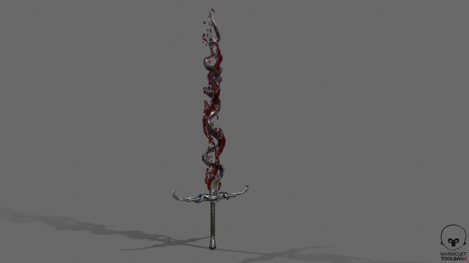 Distorted Bloody Sword Low-poly 3D model_13