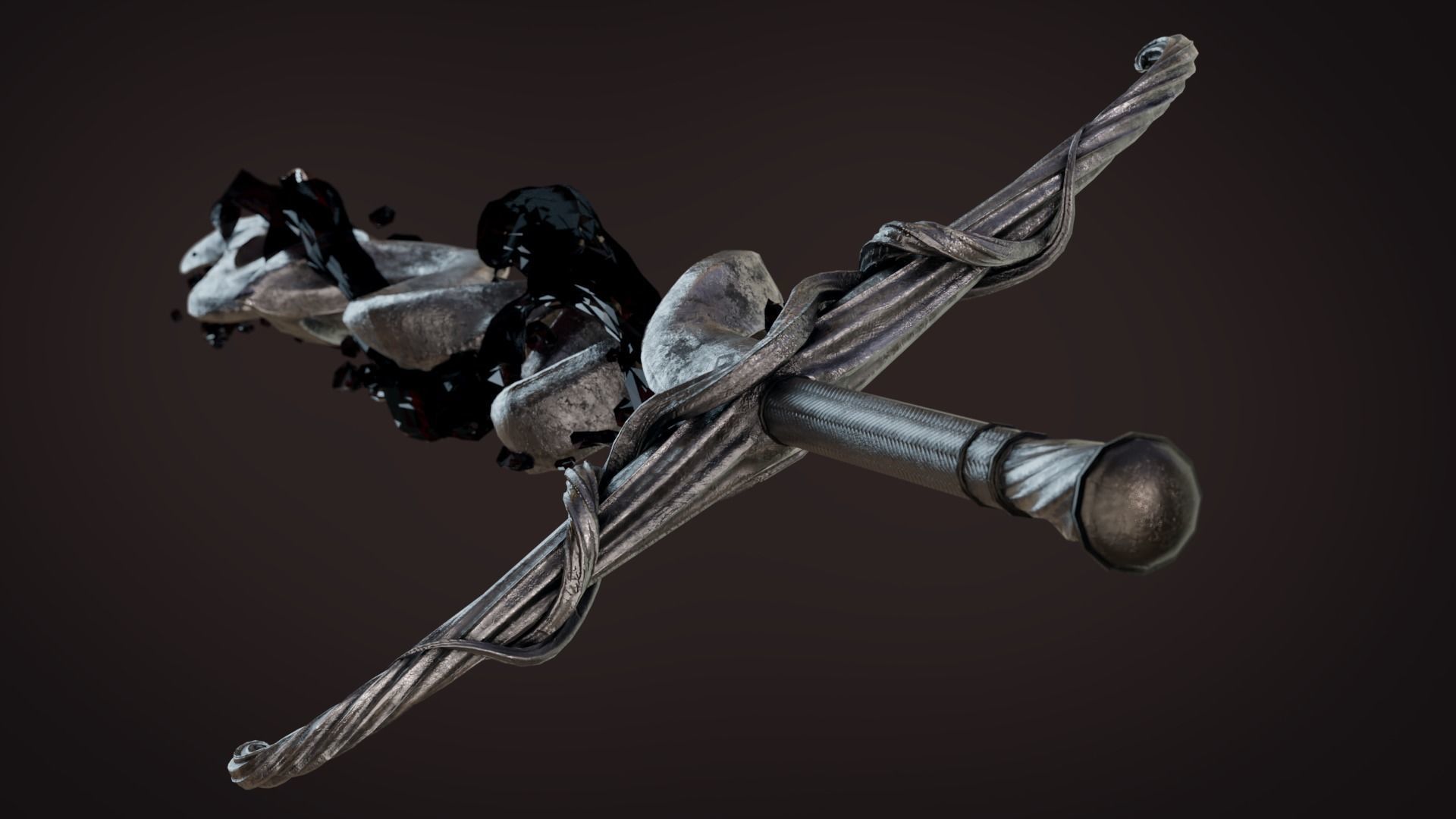 Distorted Bloody Sword Low-poly 3D model_8