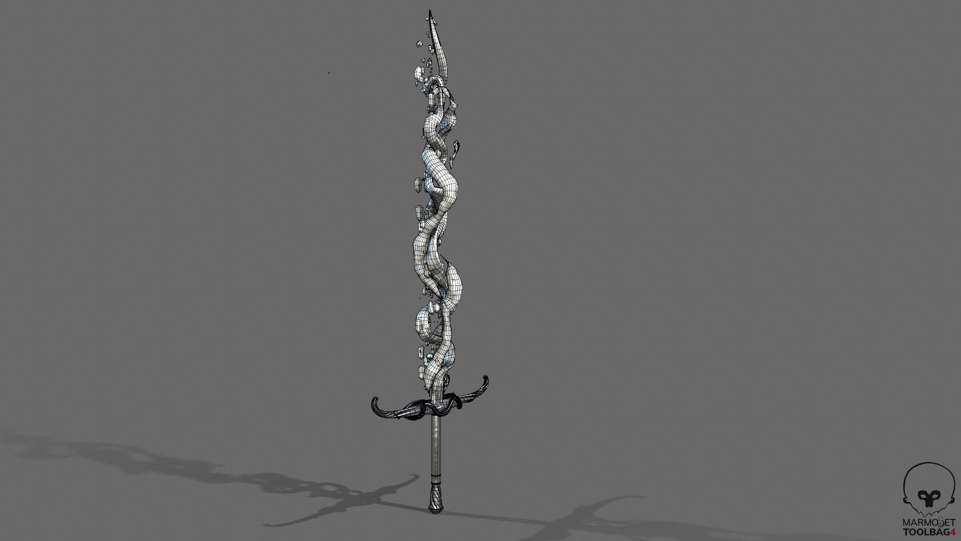 Distorted Bloody Sword Low-poly 3D model_30
