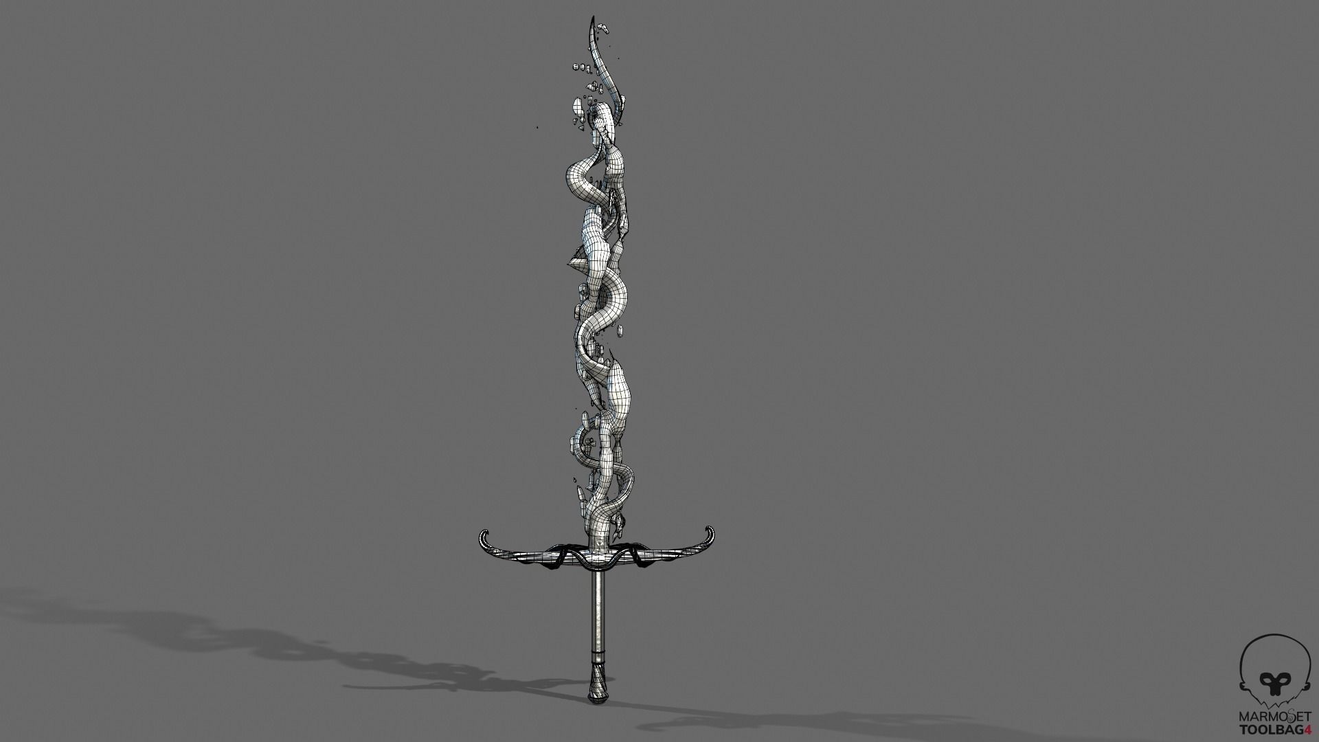 Distorted Bloody Sword Low-poly 3D model_28