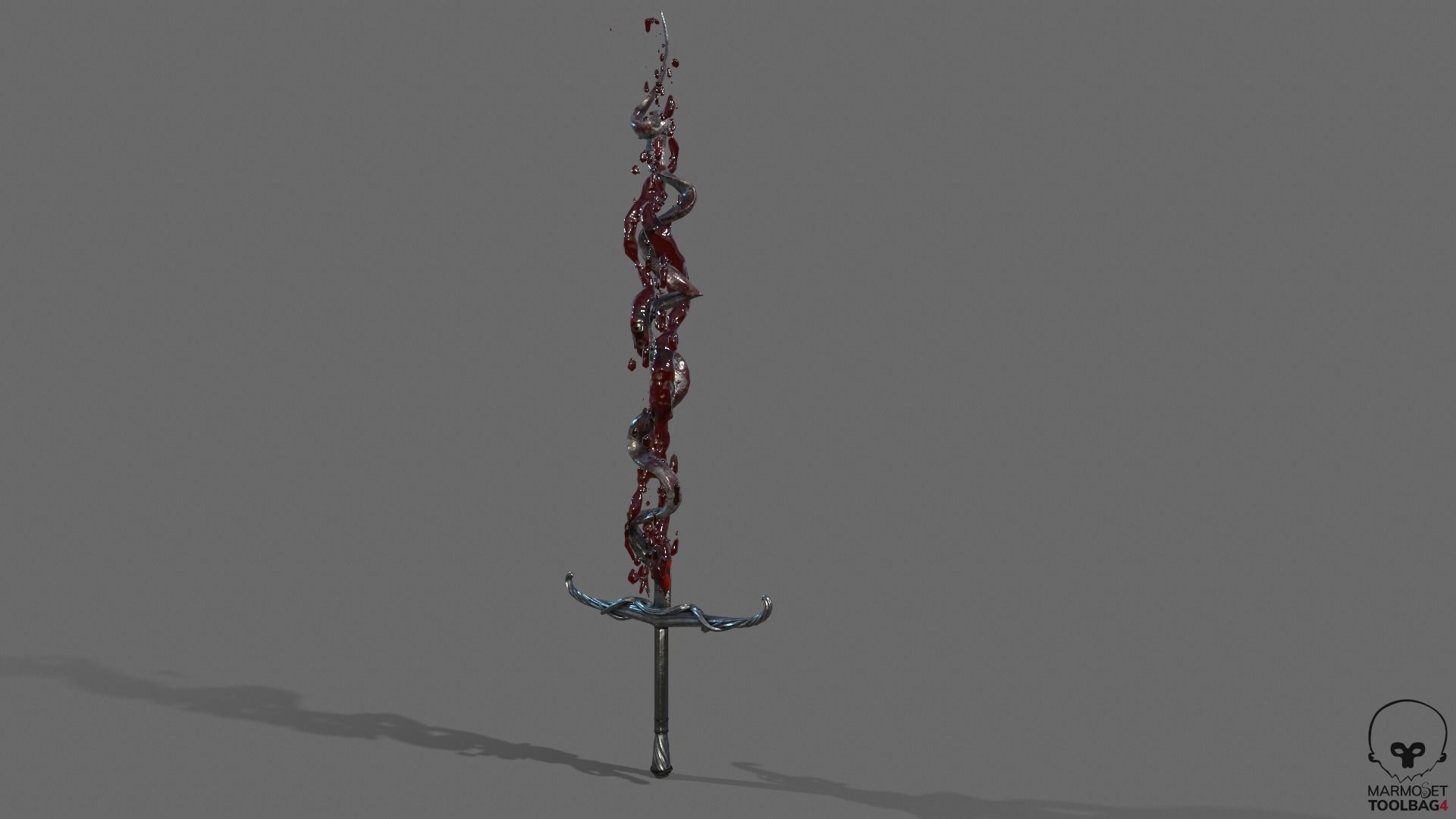 Distorted Bloody Sword Low-poly 3D model_18