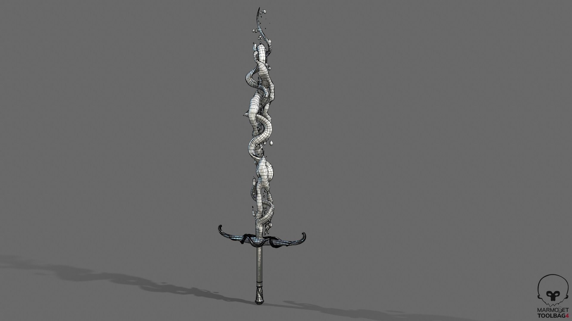 Distorted Bloody Sword Low-poly 3D model_42