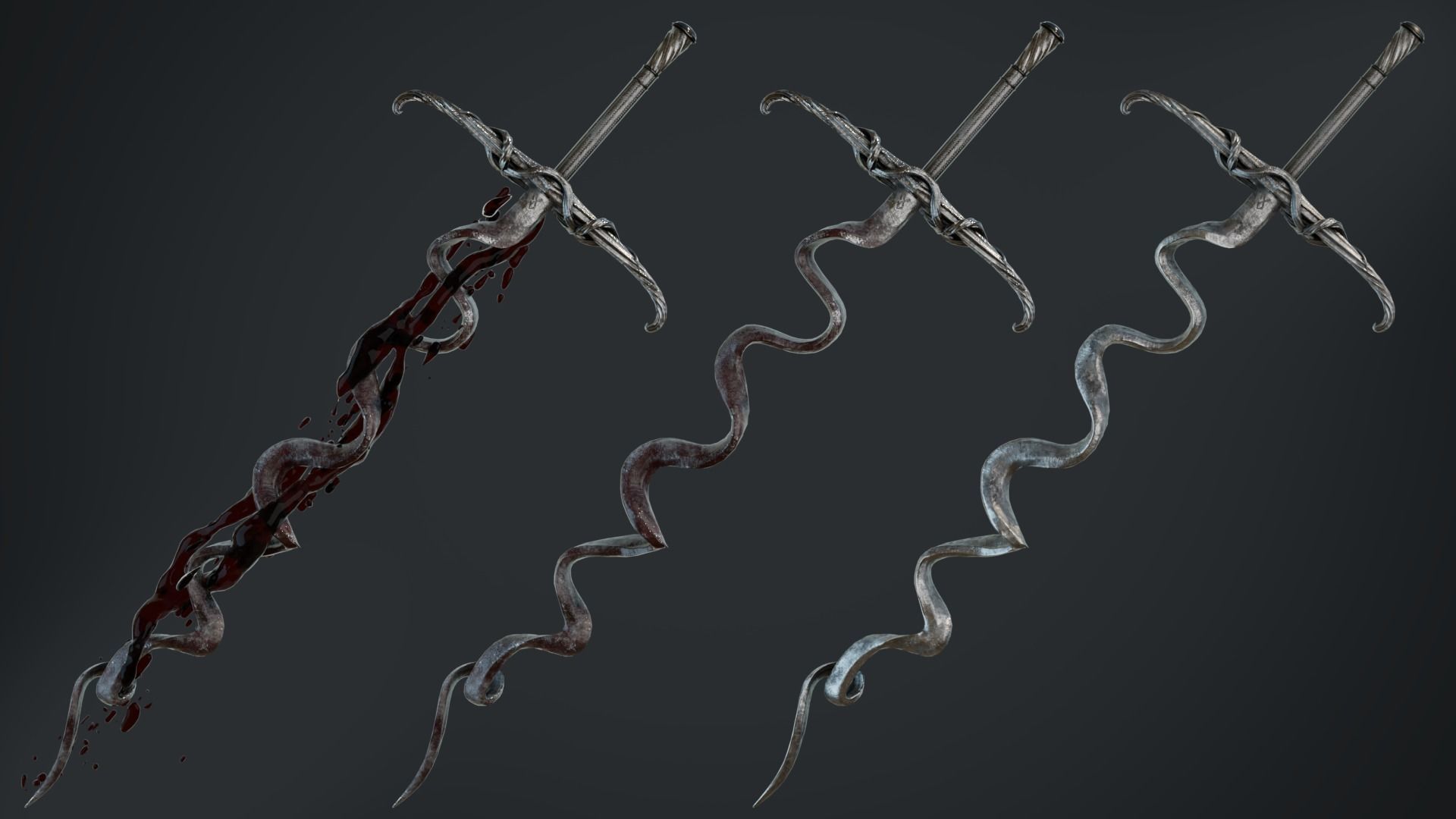 Distorted Bloody Sword Low-poly 3D model_3