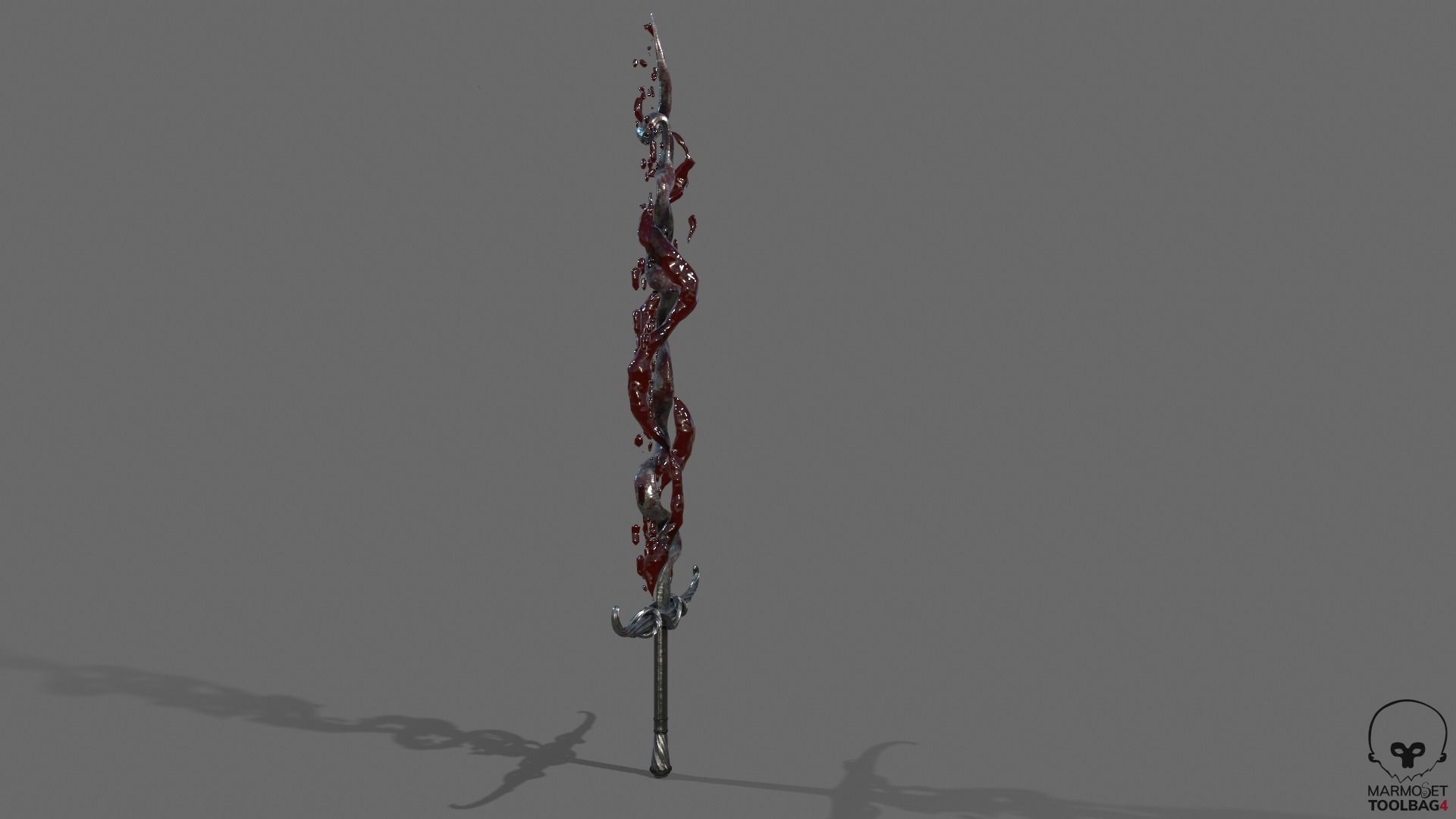 Distorted Bloody Sword Low-poly 3D model_15