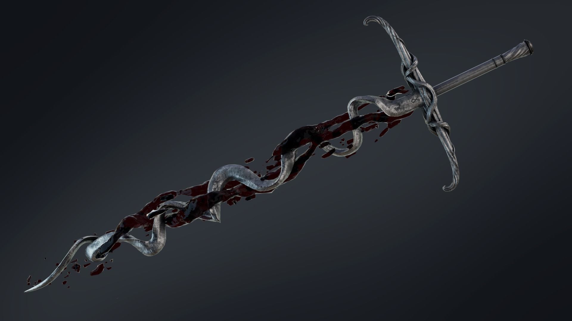 Distorted Bloody Sword Low-poly 3D model_4