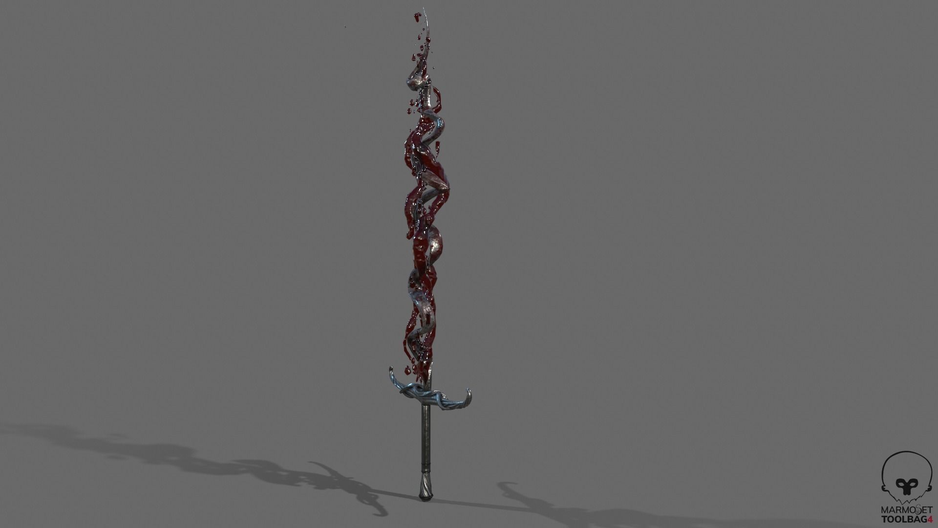 Distorted Bloody Sword Low-poly 3D model_17