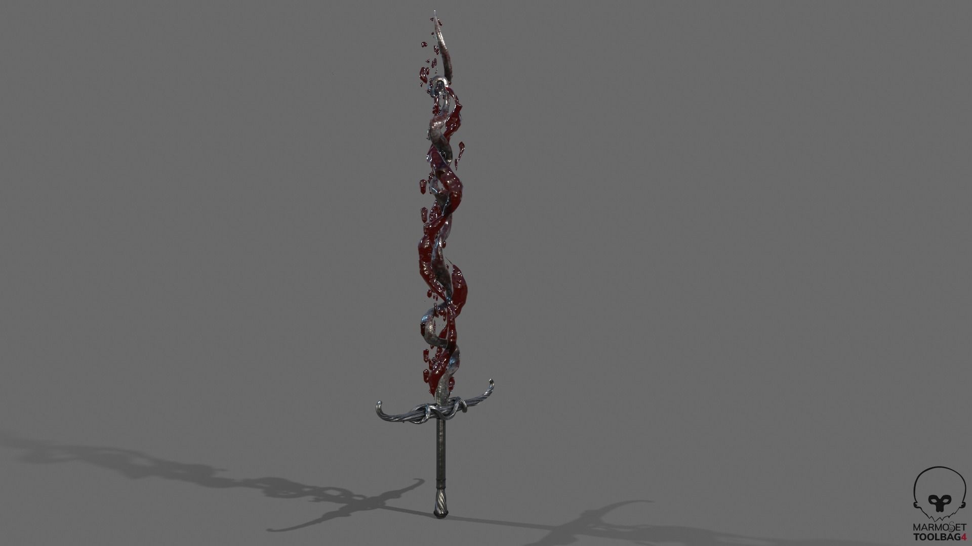 Distorted Bloody Sword Low-poly 3D model_14