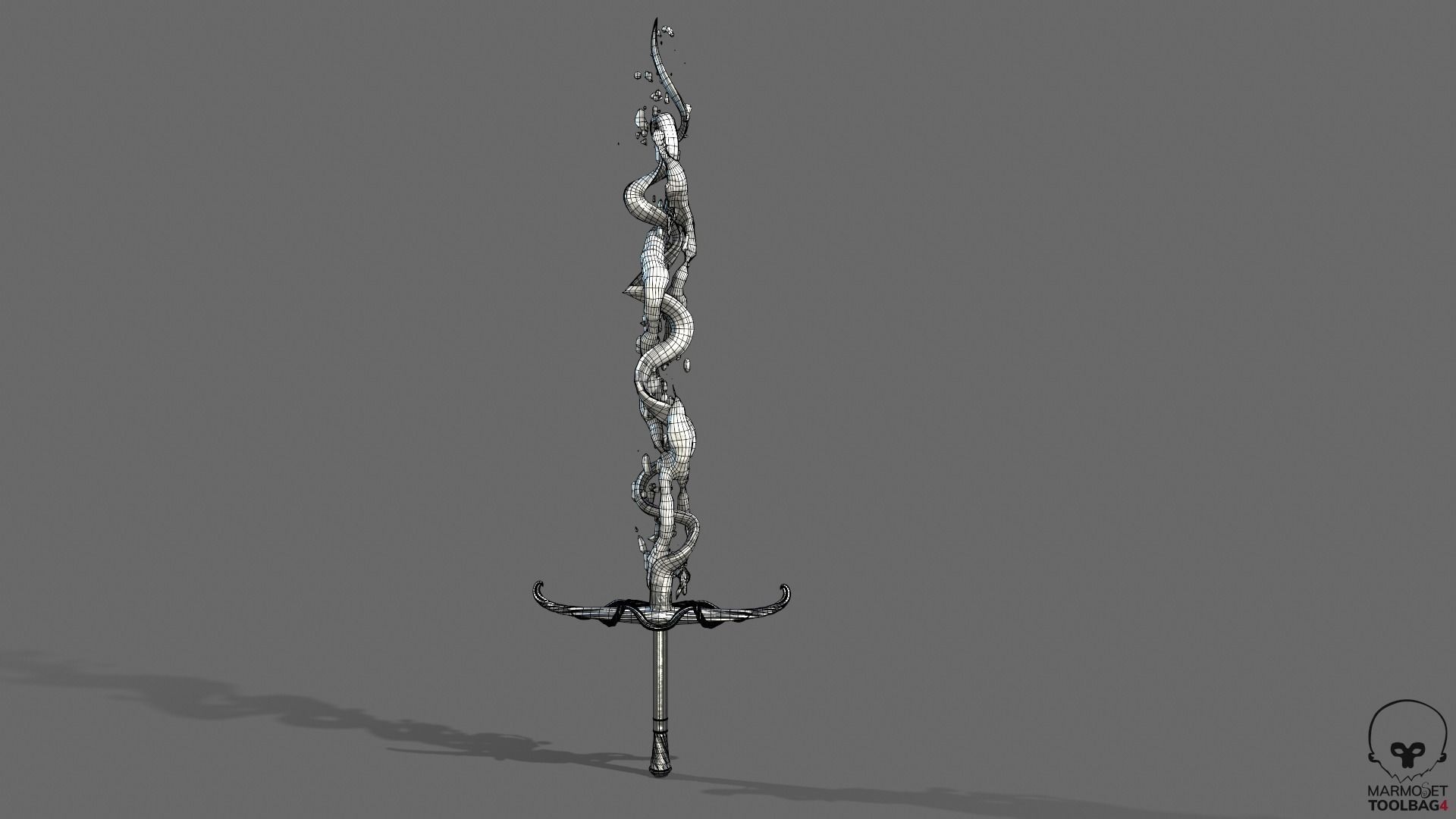 Distorted Bloody Sword Low-poly 3D model_43