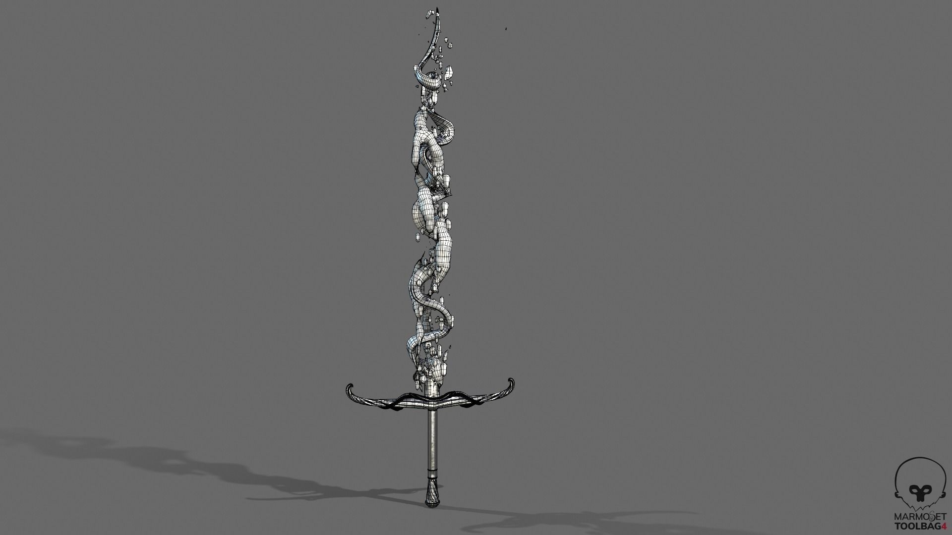 Distorted Bloody Sword Low-poly 3D model_36