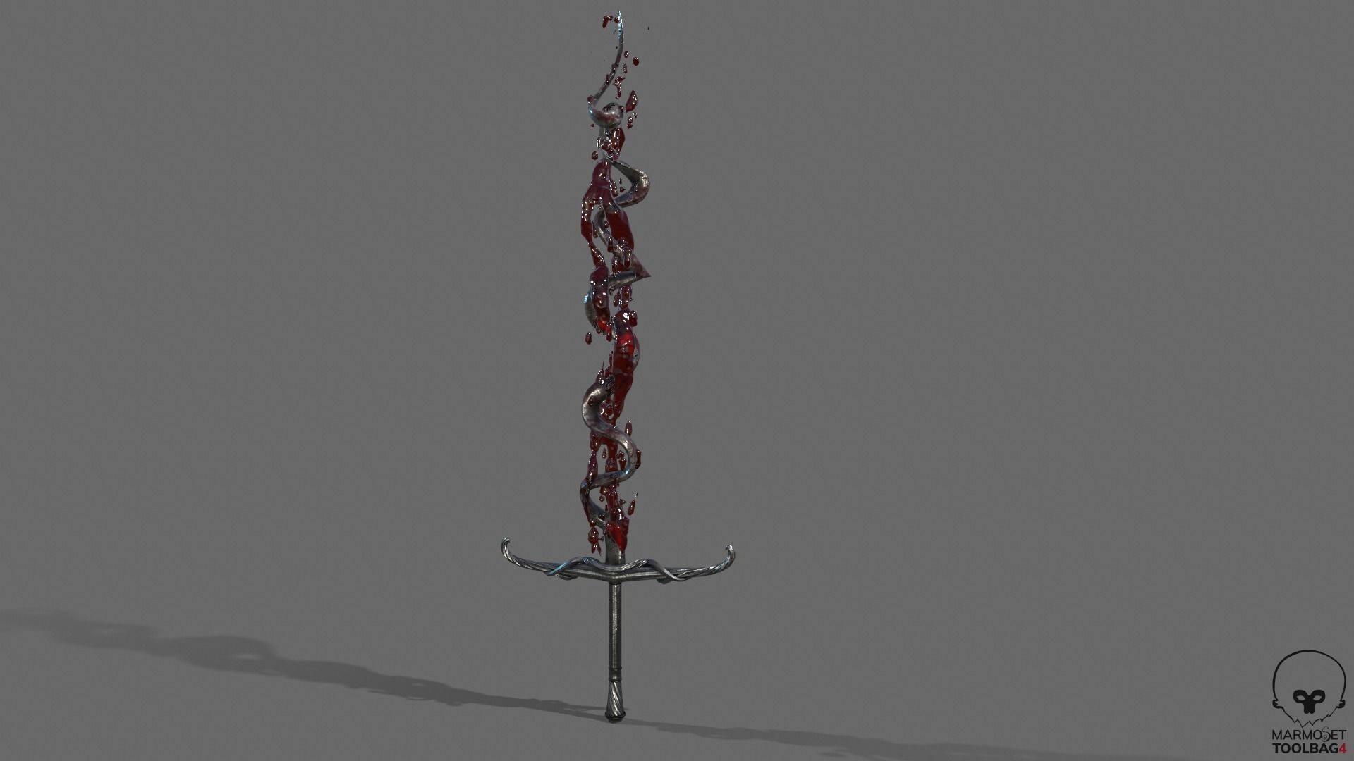 Distorted Bloody Sword Low-poly 3D model_19