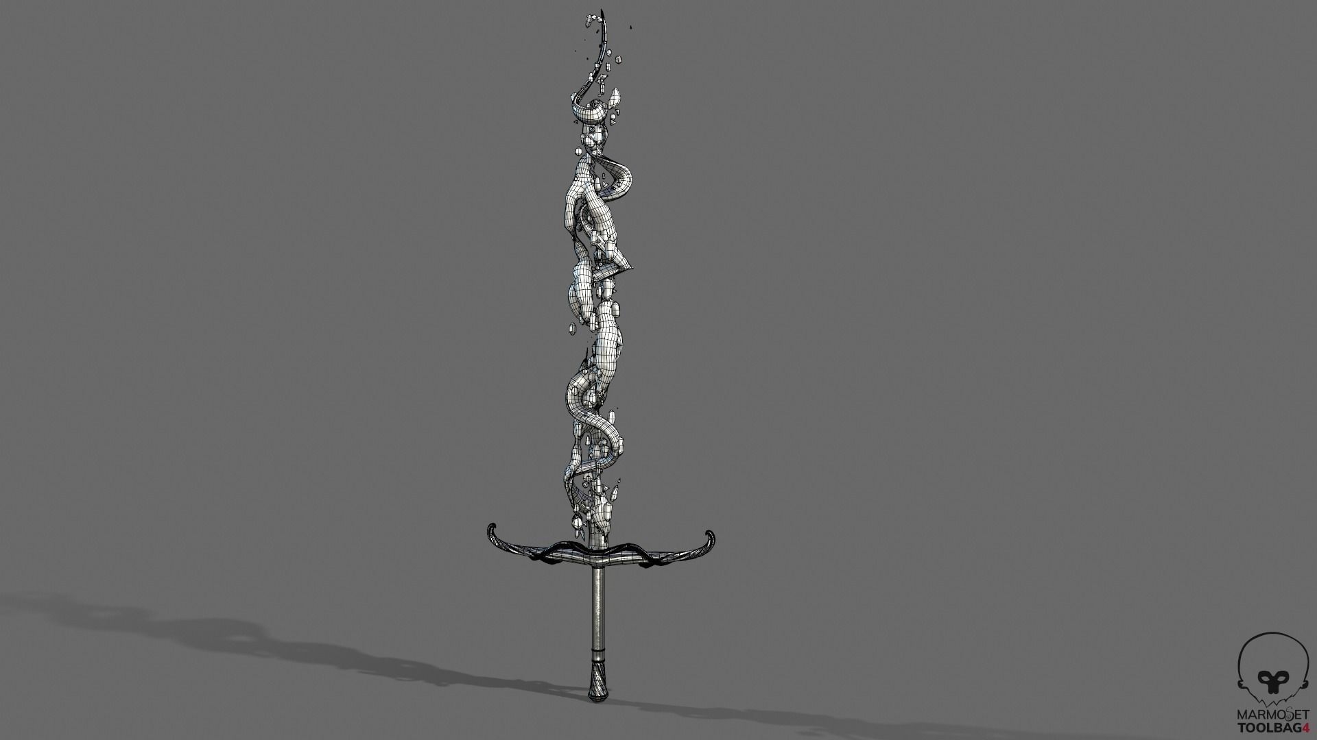 Distorted Bloody Sword Low-poly 3D model_35