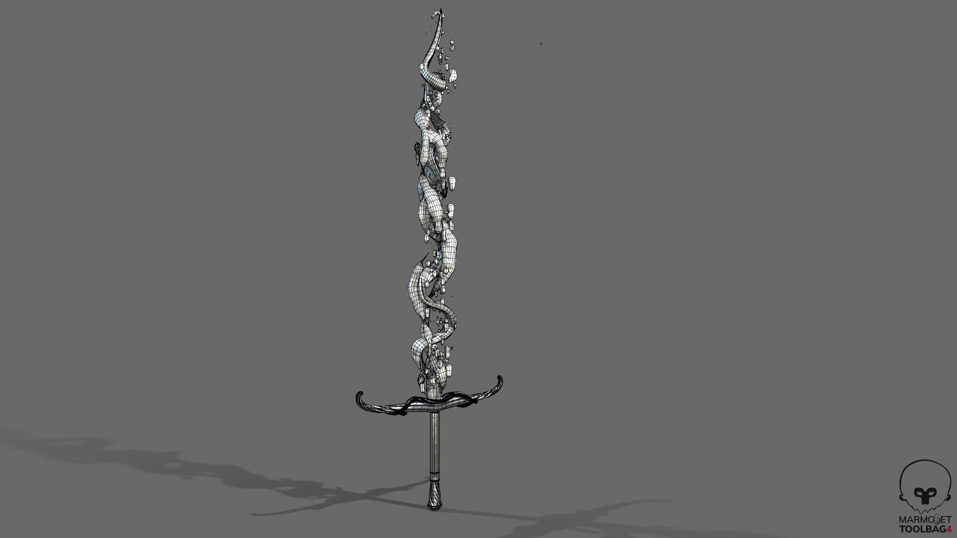 Distorted Bloody Sword Low-poly 3D model_37