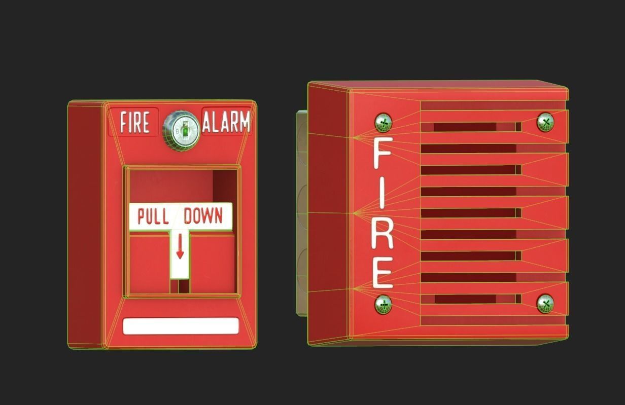 Fire Alarm Low-poly 3D model_11