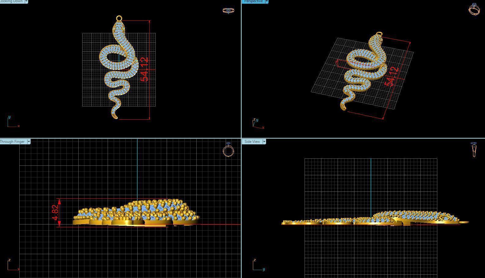 snake necklace 3D model_4