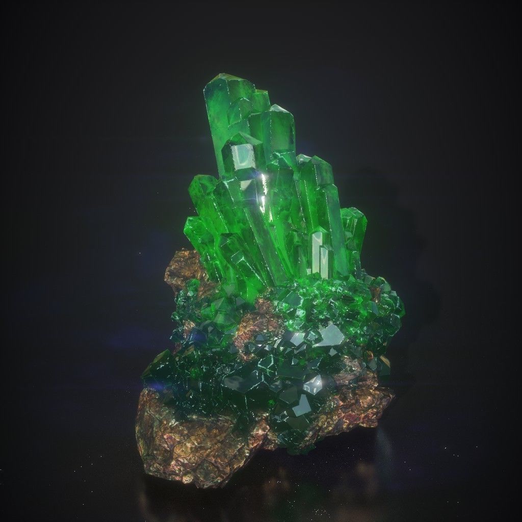 Low Poly Green Gem Mineral Rock 210829 Low-poly 3D model_14