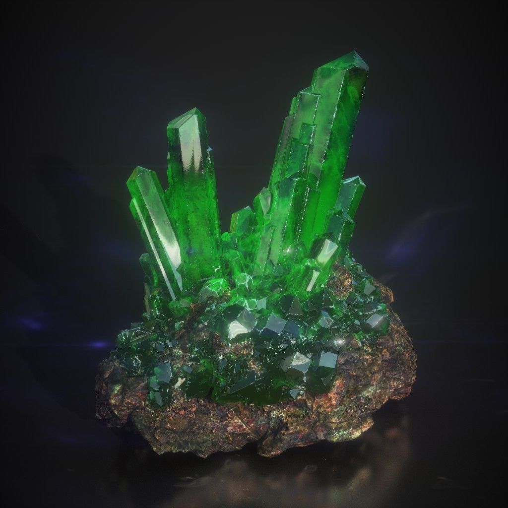 Low Poly Green Gem Mineral Rock 210829 Low-poly 3D model_1