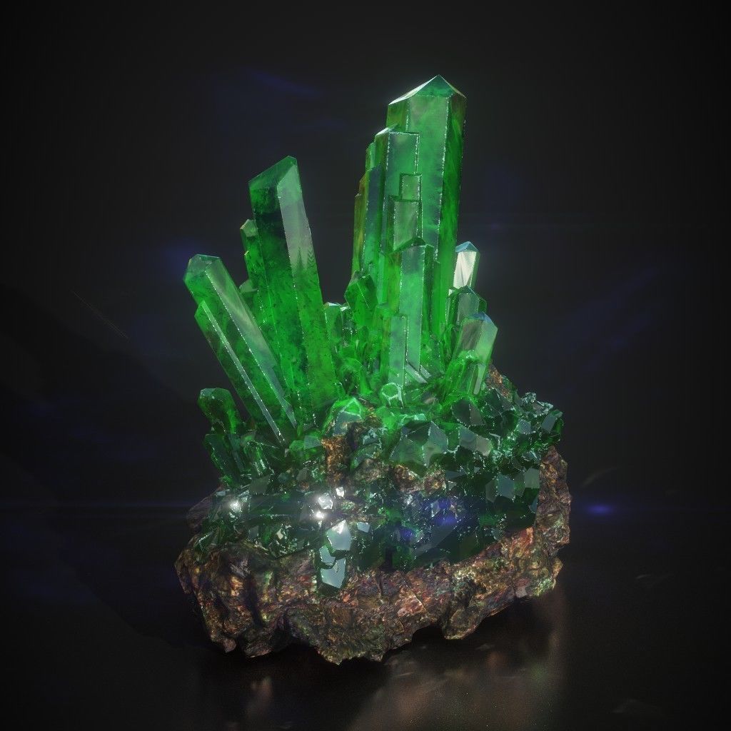 Low Poly Green Gem Mineral Rock 210829 Low-poly 3D model_2