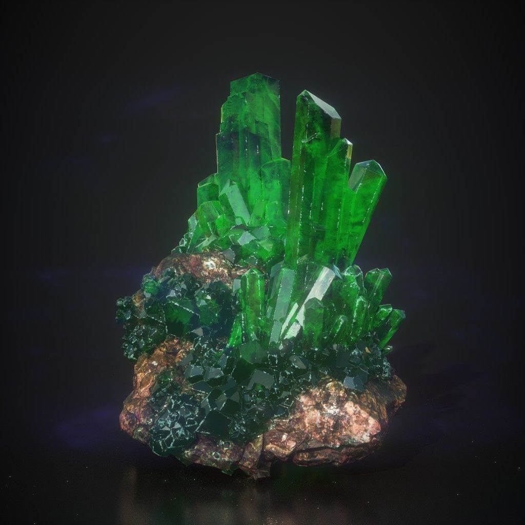 Low Poly Green Gem Mineral Rock 210829 Low-poly 3D model_18