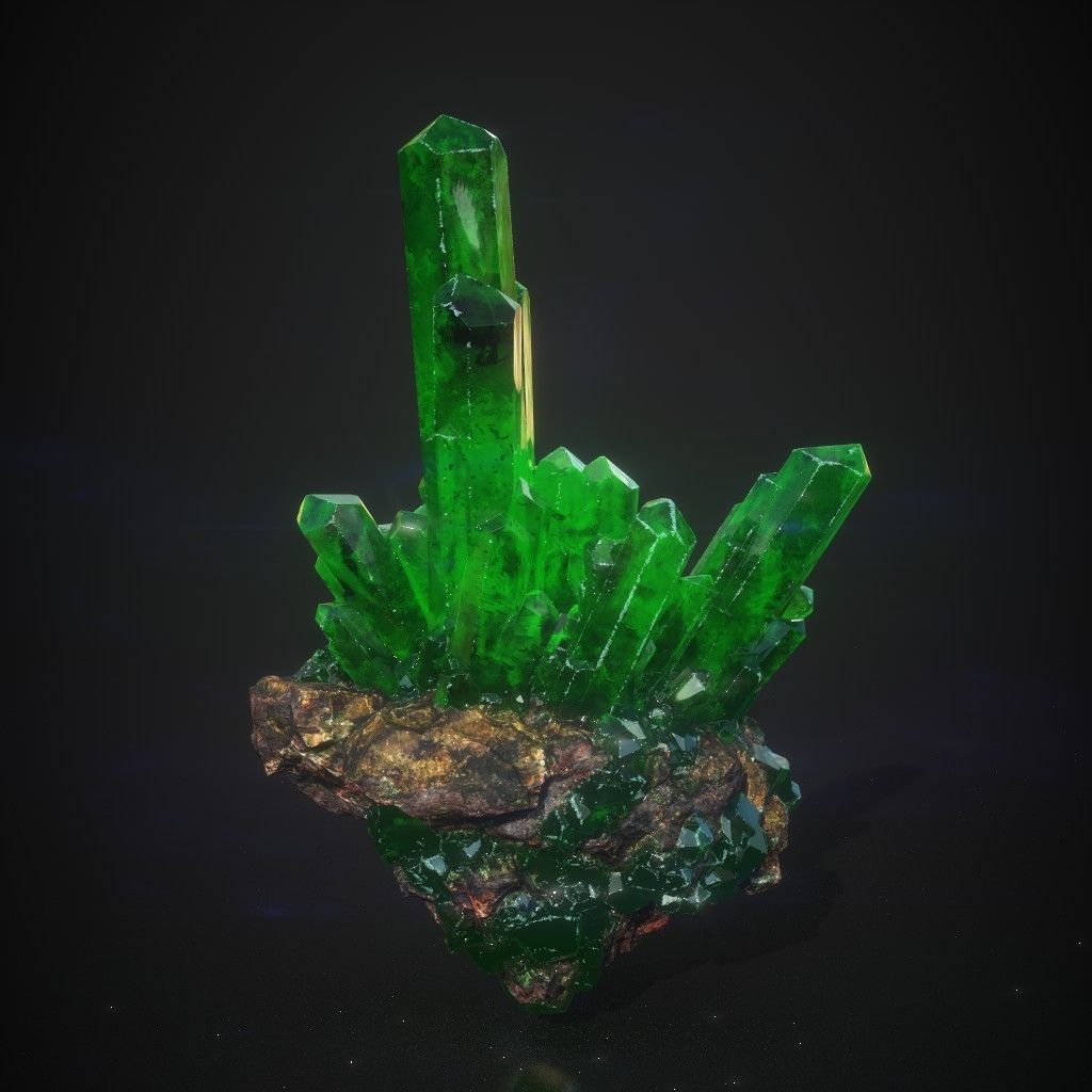 Low Poly Green Gem Mineral Rock 210829 Low-poly 3D model_7