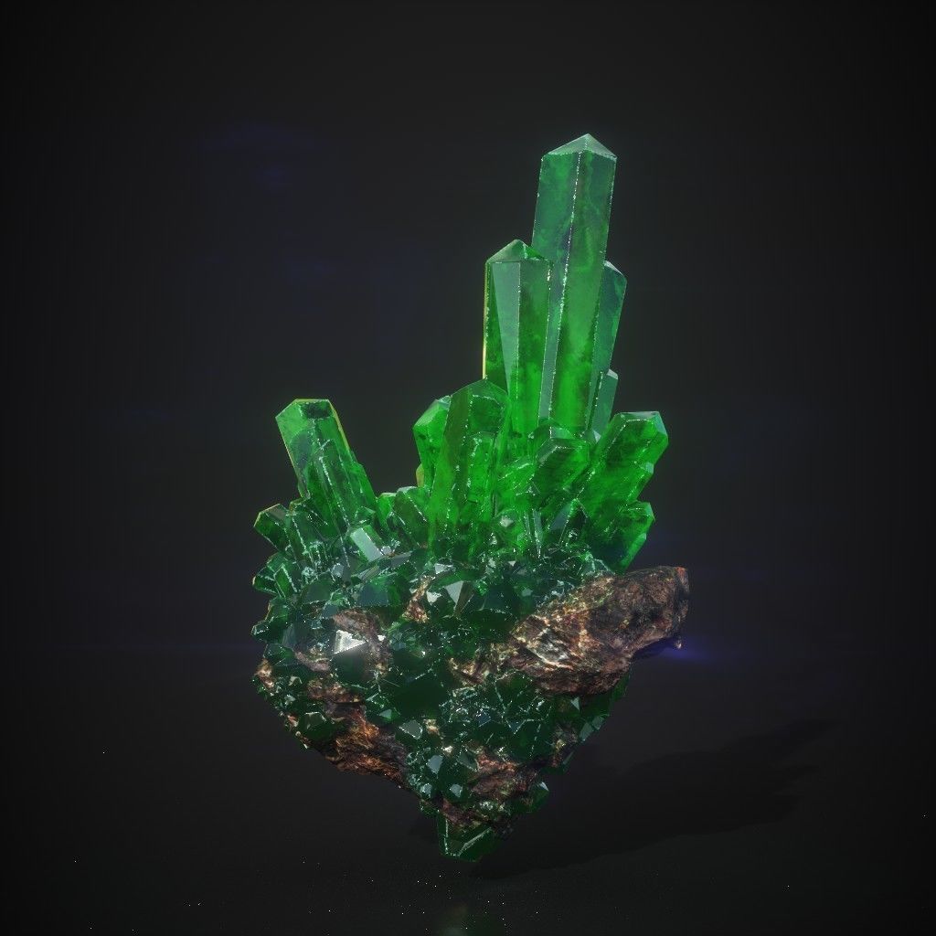 Low Poly Green Gem Mineral Rock 210829 Low-poly 3D model_6